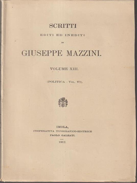   Scritti editi ed inediti di Giuseppe Mazzini vol XIII - copertina