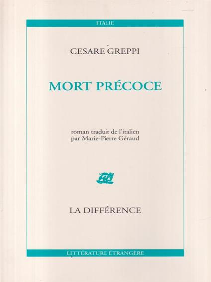 Mort precoce - Cesare Greppi - copertina
