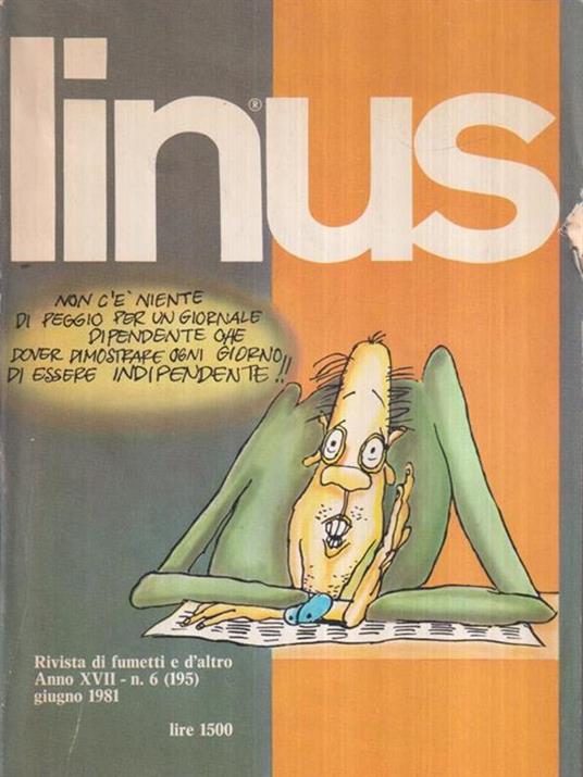   Linus. Anno XVII - n. 6 (195) Giugno 1981 - copertina