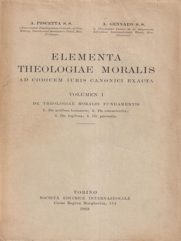 Elementa theologiae moralis vol I