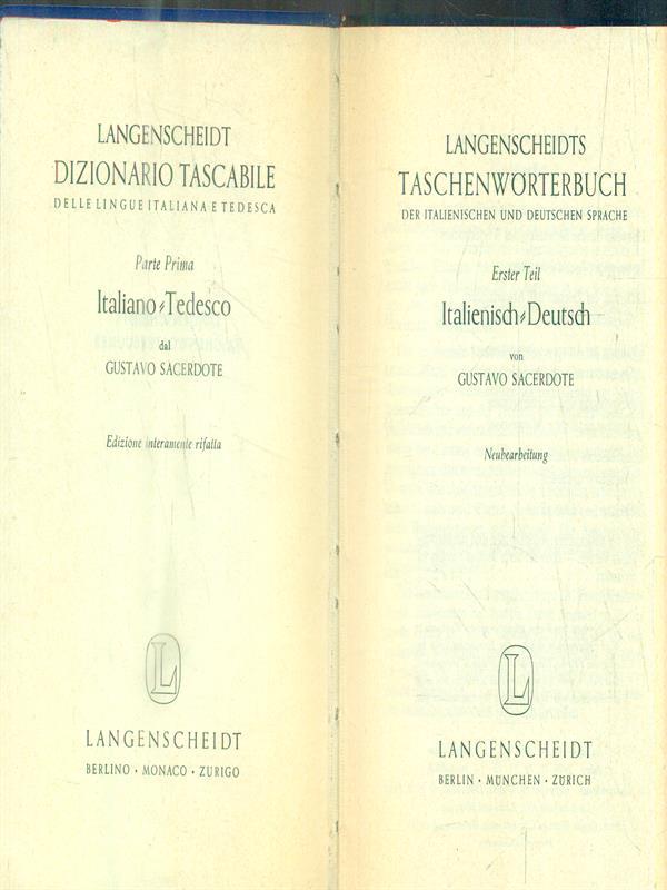 Langenscheidt dizionario tascabile parte prima. Italiano - Tedesco