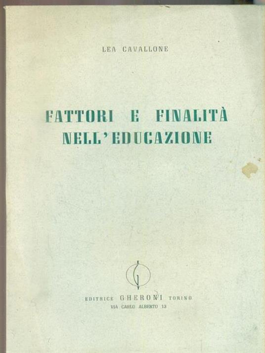 Fattori e finalità nell'educazione - copertina