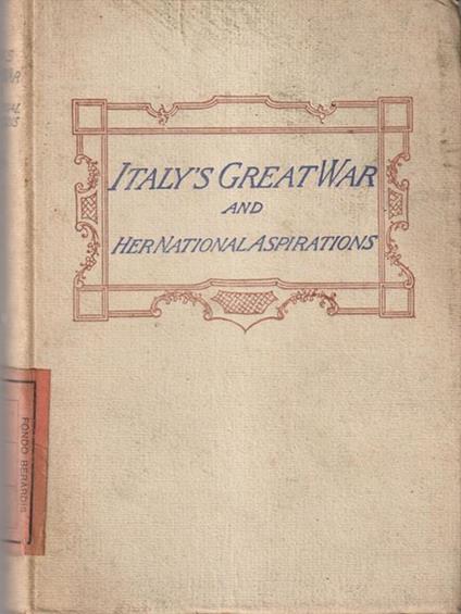 Italy's great war and her national aspirations - copertina