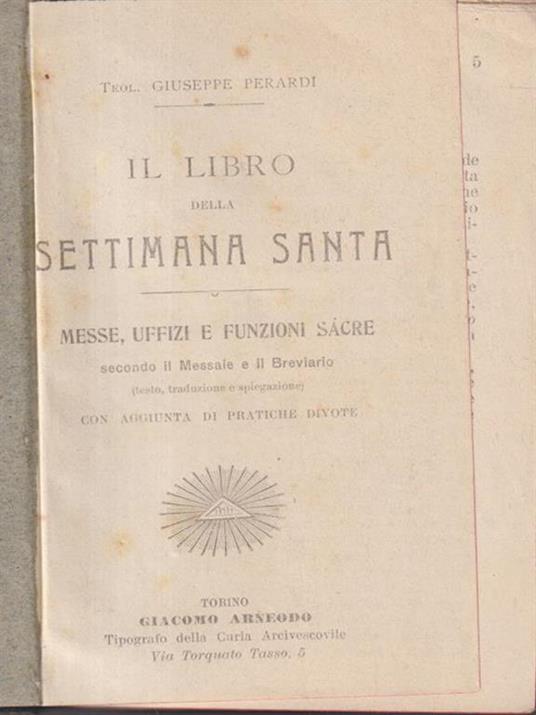 Il libro della settimana santa - Giuseppe Perardi - copertina