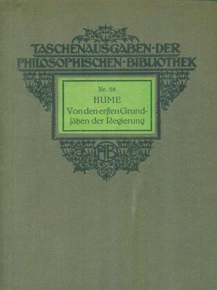 Von den erften grund-fatzen der regierung - David Hume - copertina