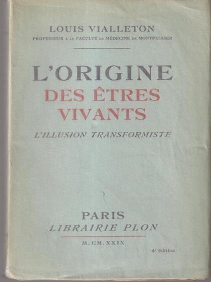 L' origine des etres vivants - copertina