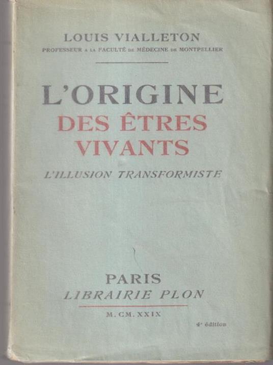 L' origine des etres vivants - copertina
