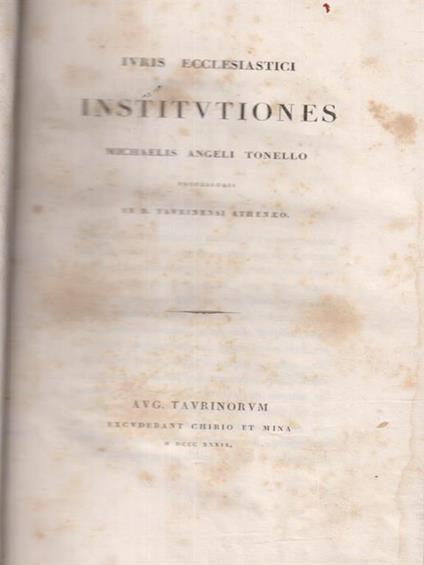 Iuris ecclesiastici institutiones - copertina