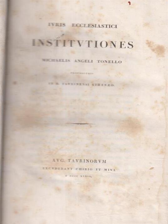 Iuris ecclesiastici institutiones - copertina