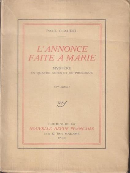 L' annonce faite a Marie - Paul Claudel - copertina