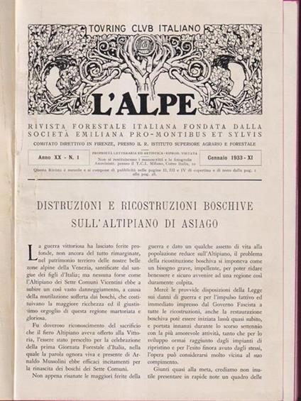 L' alpe 1933 - annata completa - copertina