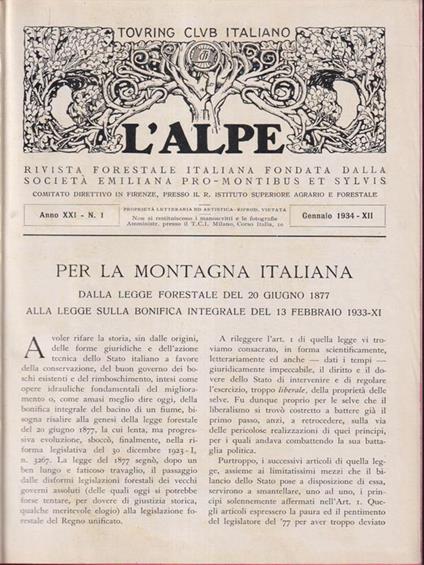 L' alpe 1934 - annata completa - copertina