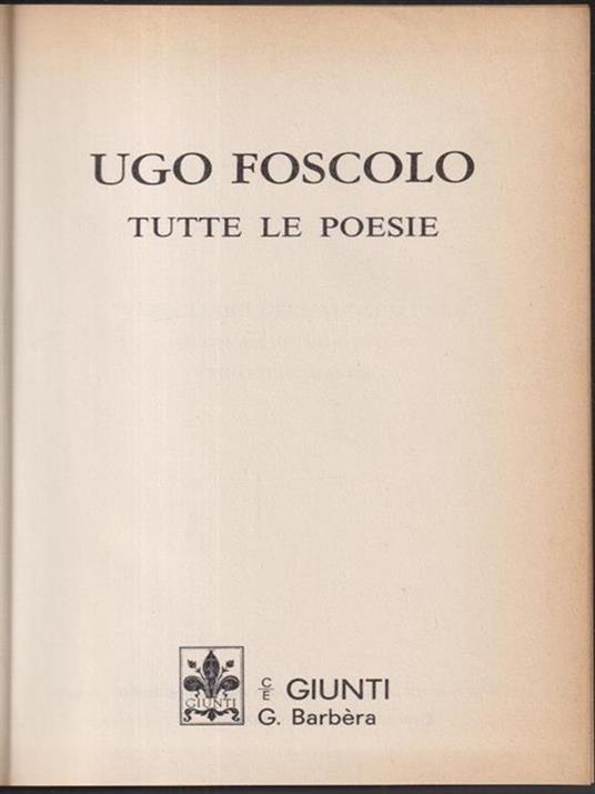 Tutte le opere - Luigi Foscolo - copertina