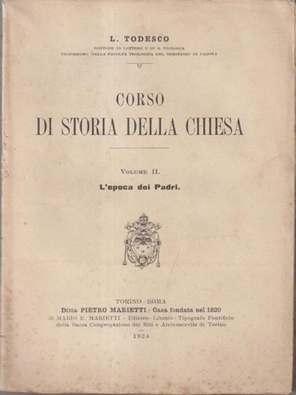 Corso di storia della chiesa vol II - L. Todesco - copertina