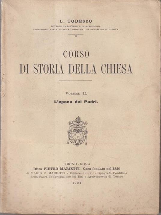 Corso di storia della chiesa vol II - L. Todesco - copertina