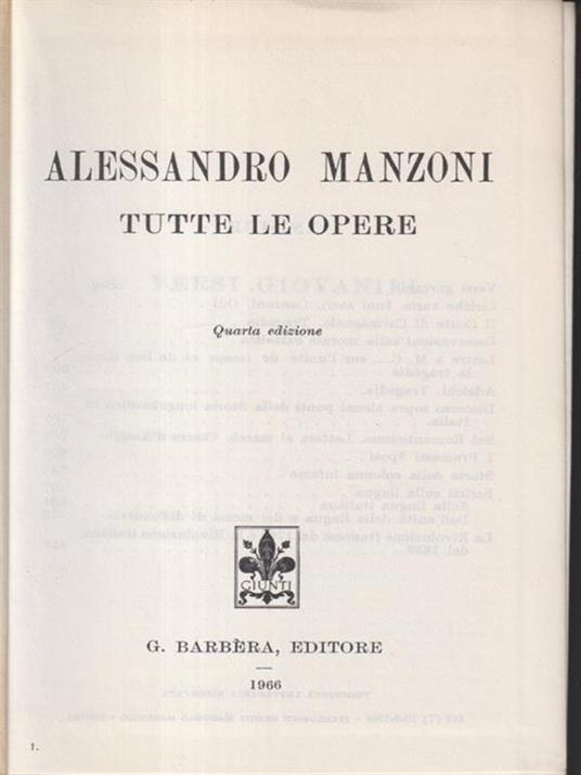 Tutte le opere - Alessandro Manzoni - copertina