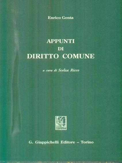 Appunti di diritto comune - Enrico Genta - copertina