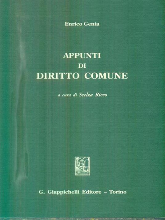 Appunti di diritto comune - Enrico Genta - copertina