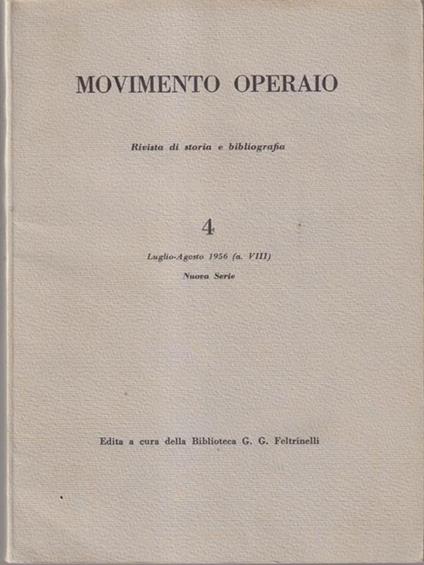 Movimento Operaio 4 / luglio-agosto 1956 - copertina