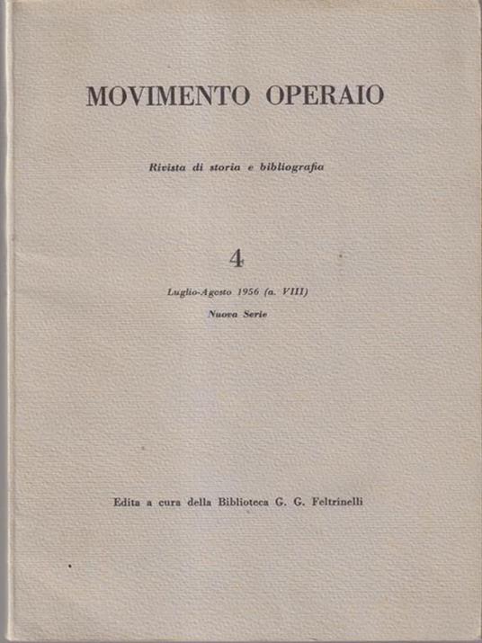 Movimento Operaio 4 / luglio-agosto 1956 - copertina