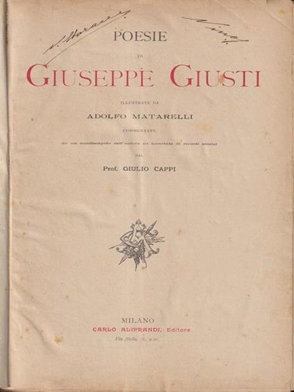 Poesie di Giuseppe Giusti - Adolfo Matarelli - copertina