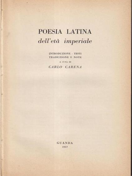 Poesia latina dell'età imperiale - Carlo Carena - copertina