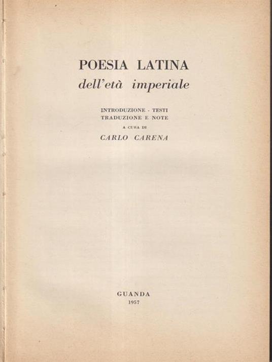 Poesia latina dell'età imperiale - Carlo Carena - copertina