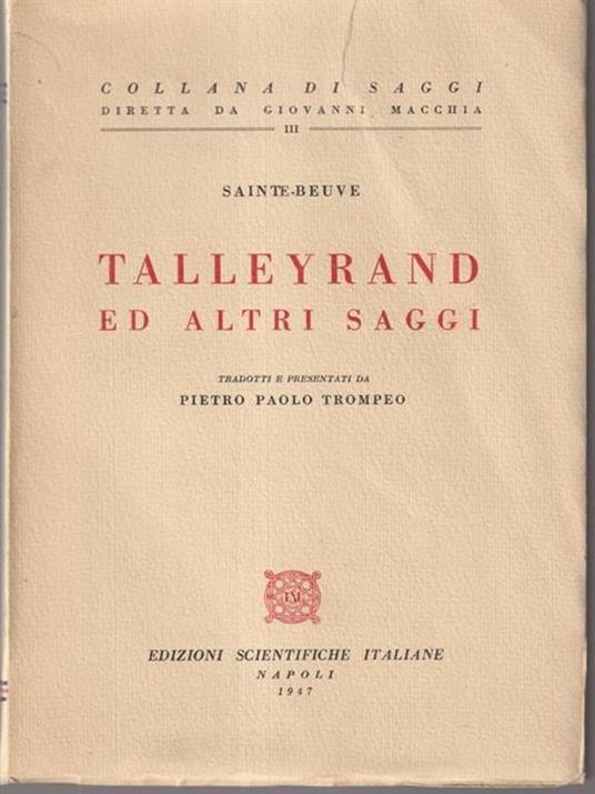 Talleyrand ed altri saggi - Charles A. Sainte-Beuve - copertina