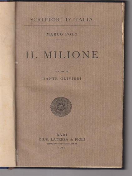 Il milione - Marco Polo - copertina