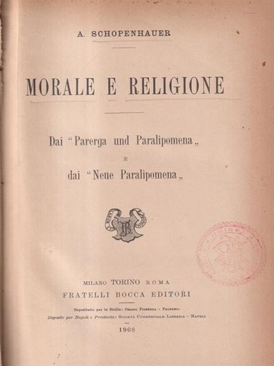 Morale e religione - A. Schopenhauer - copertina