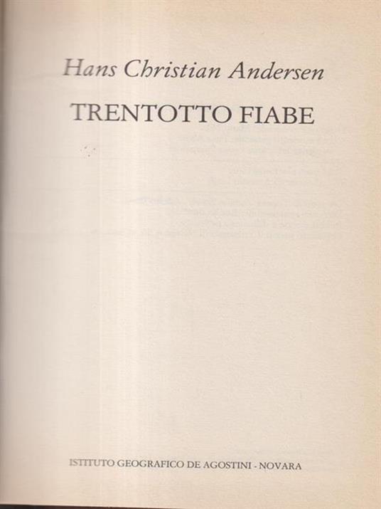 Trentotto fiabe - H. Christian Andersen - copertina