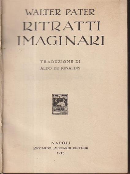 Ritratti imaginari - Walter Pater - copertina
