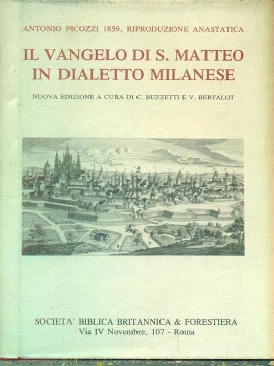 Il Vangelo di S. Matteo in dialetto milanese - copertina