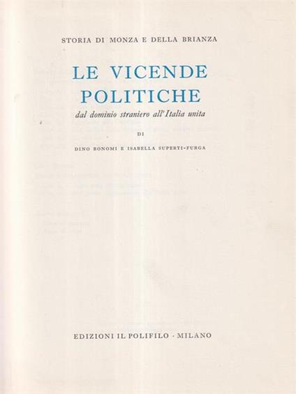 Storia di Monza e della Brianza tomo II - Le vicende politiche - copertina