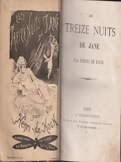 Les treize nuits de jane - Henry de Kock - copertina