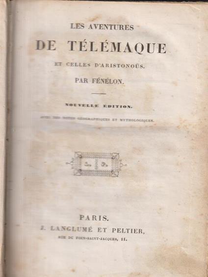 Les aventures de Telemaque - François Fénelon - copertina