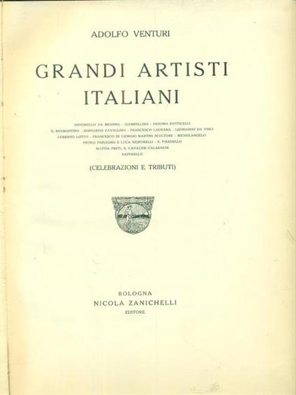 Grandi artisti Italiani - Adolfo Venturi - copertina