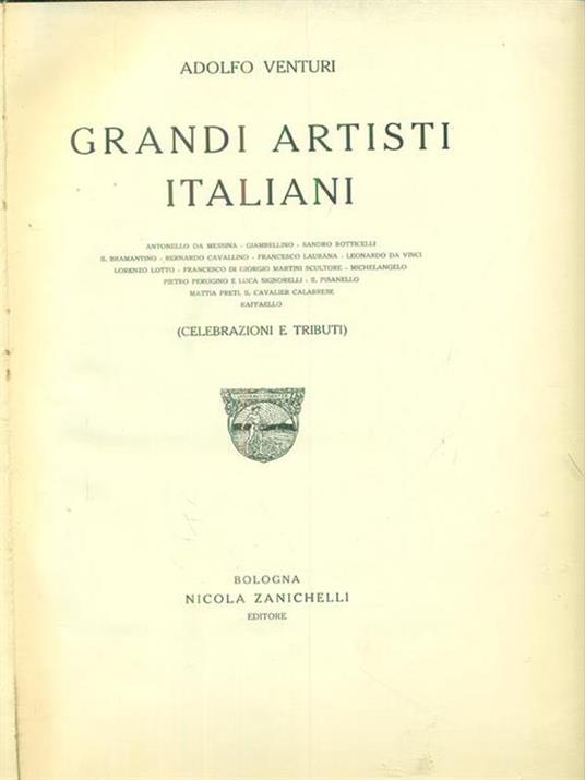 Grandi artisti Italiani - Adolfo Venturi - copertina