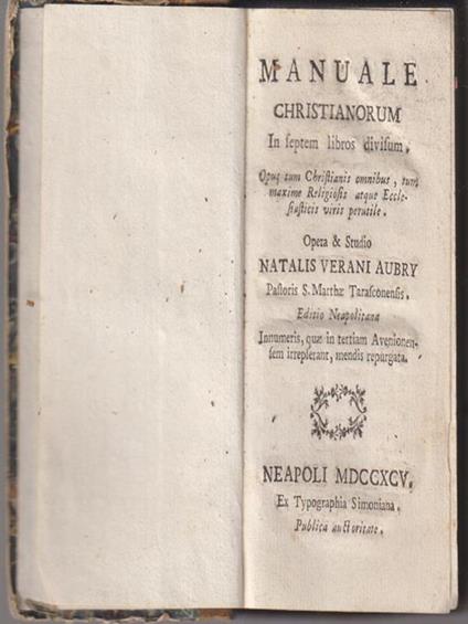 Manuale christianorum in septem libros divisum - Octave Aubry - copertina