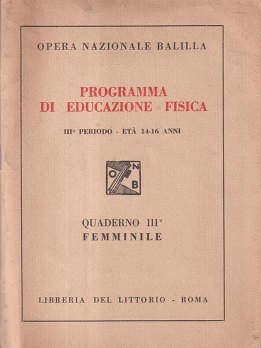 Programma di educazione fisica Quaderno III femminile - copertina