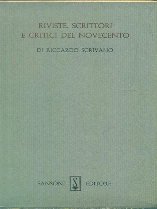 Riviste scrittori e critici del novecento - Riccardo Scrivano - copertina