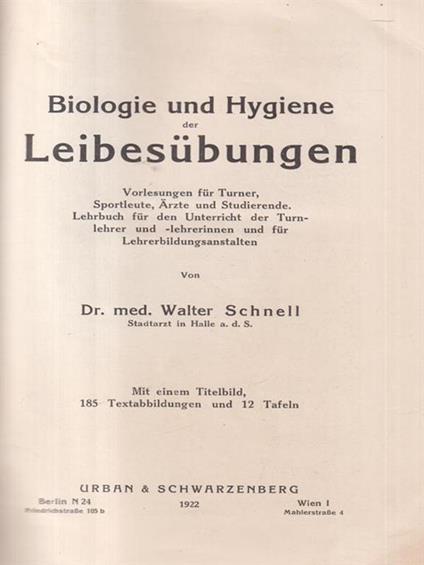 Biologie und Hygiene der Leibesubungen - copertina