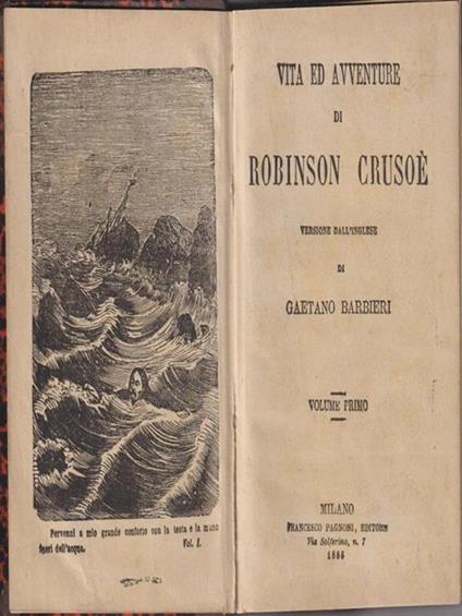 Vita ed avventure di Robinson Crusoè - Gaetano (traduz) Barbieri - copertina