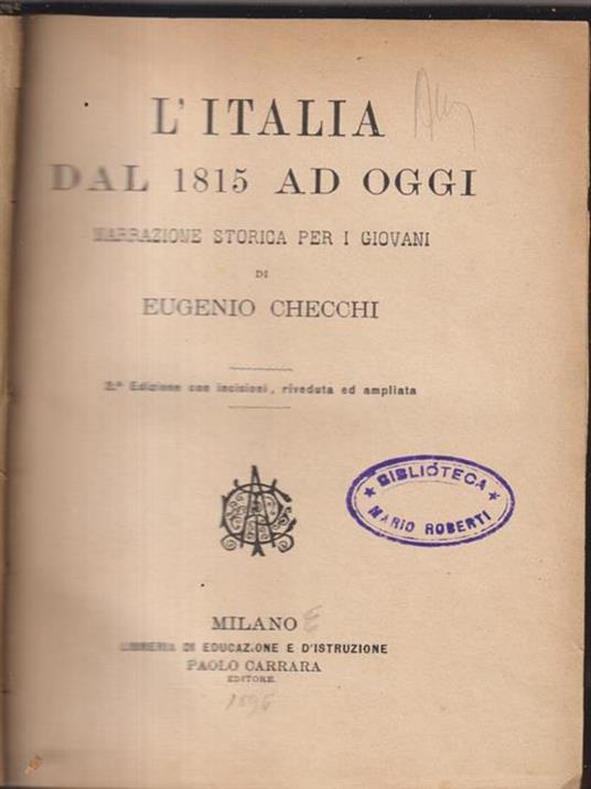 L' Italia dal 1815 ad oggi - Eugenio Checchi - copertina