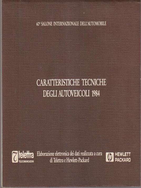 Caratteristiche tecniche degli autoveicoli 1984 - copertina