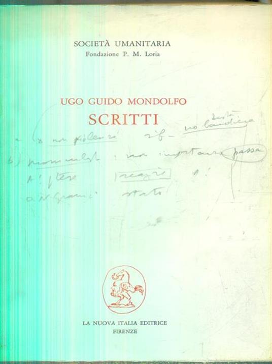 Scritti - Ugo Guido Mondolfo - copertina