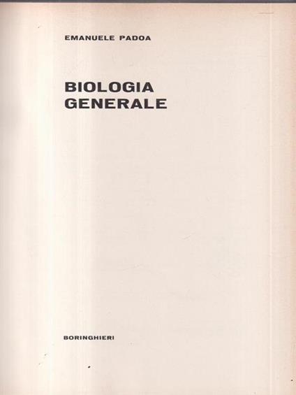 Biologia generale - Emanuele Padoa - copertina