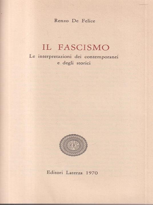 Il fascismo - Renzo De Felice - copertina