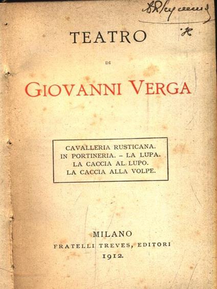 Teatro - Giovanni Verga - copertina