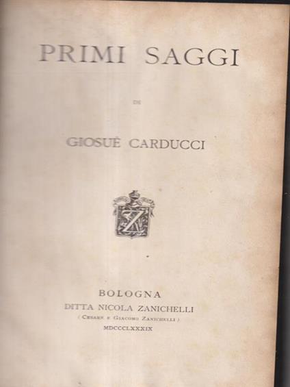 Primi saggi - Giosuè Carducci - copertina